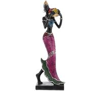 Lurrose Figura Decorativa Étnica de Mujer Africana de Resina Sombrero Amarillo, 7.5 X 5 X 25 Cm, Estatua de Escritorio Hogar y Decoración Artesanal para Oficina