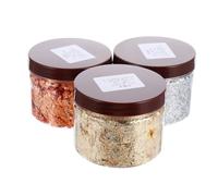 Lurrose Foil para Uñas de Imitación Dorada y Plateada, 3piezas para Decoración de Uñas DIY Purpurina Brillante y Fácil Aplicación en Fiestas de Navidad