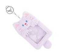 Lurrose Funda De Tarjeta De Identificación De Animales De Peluche Soporte para Tarjetas De Bus Estilo Cartoon para Estudiantes y Coleccionistas Gato Morado