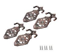 Lurrose Gancho para Muro Cortina de Aleación Clásica Europea, 4 Piezas (2 Pares) en Color Rojo Antiguo, Soporte Resistente para Sujetar Cortinas en Pared, Alzapaños Decorativos para Hogar