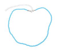 Lurrose Gargantilla de cuentas pequeñas, 35,8 cm de largo, cadena ajustable de una sola capa de cuentas azules, accesorio de joyería boho veraniega para la playa para mujer.