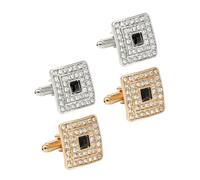 Lurrose Gemelos Cuadrados para Camisa de Hombre con Incrustaciones de Piedras Brillantes, Aleación de Zinc, Diseño Elegante y Delicado para Reuniones y Eventos Formales, 2 Pares
