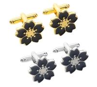 Lurrose Gemelos de Aleación 2 Pares Diseño Japonés de de Cerezo, Elegantes y Resistentes para Camisa de Mujer para Atuendos Formales Negocios