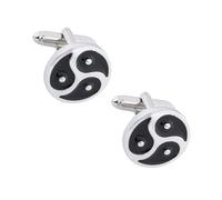 Lurrose Gemelos de Manga Redondos Tai Chi Ying Yang de Aleación, 1 Par, para Camisa de Hombre Estilo Chino, Accesorios Formales y Casuales, Clavos para Puños, Obsequio para Eventos