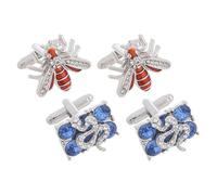 Lurrose Gemelos de Serpiente Metálicos para Hombre 2 Pares Accesorios de Traje para Camisas Formales de Negocios