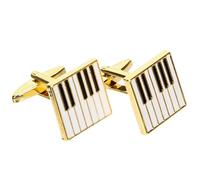Lurrose Gemelos Diseño de Piano de Aleación Masculinos Color Amarillo Elegante y Clásico para Cumpleaños, 1 Par de Tachuelas de Camisa Retención de Color