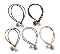 Lurrose Gomas de Pelo Elásticas Perlas para Mujer y Niña, 5 Piezas, Nylon y Perla, Diseño Bicolor, Ideales para Fiesta y Uso Diario