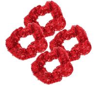 Lurrose Gomas Elásticas Cabello Lentejuelas Rojas para Navidad, 4 Piezas, Ligeras y Prácticas, Ideales para Maquillaje y Fiestas