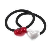 Lurrose Gomas Pelo Forma de Corazón, Bandas Elásticas de Alta Elasticidad 2 Pcs (rojo y Claro), Suaves y Cómodas, Coleteros para Mujer y Niñas, Accesorios para Peinados Deportivos y