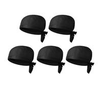 Lurrose Gorros de Chef Negros de Algodón Lazos, 5 Piezas, Unisex para Servicio de Comida en Restaurantes, Cafeterías y Panaderías, Sombreros Resistentes para Cocina Profesional