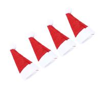 Lurrose Gorros Navideños Rojos de Tela No Tejida en Navidad 24 Mini Decoración Festiva Reutilizable para Piruletas para Juguetes y Muñecas