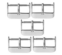 Lurrose Hebillas de Acero Inoxidable para Correa de Reloj de 16 MM Plateadas, Cierre Duradero para Correas de Cuero, Silicona y Electrónicas, Pack de 5 Unidades para Hombre en Uso Diario
