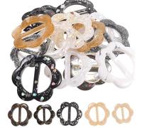 Lurrose Hebillas de Resina para Bufanda y Camisa, Anillos para Atar Camiseta, 20 Piezas Diseños Variados con Flores, Diámetros 2.5 Cm y 3 Cm, Clips Decorativos para Varios estilos