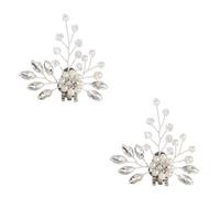Lurrose Hebillas de Zapatos de Boda Flores de Perla y Gemas de Imitación, Accesorio Decorativo Plateado Desmontable para Tacones Altos y Zapatos Planos, para Novia y Banquete