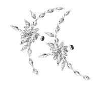 Lurrose Hebillas para Zapatos de Boda y Fiesta, Clips Decoración de Flores y Gemas de Imitación para Tacones y Sandalias, Accesorios Desmontables para Eventos, 4.72X1.88 Pulgadas