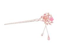 Lurrose Horquilla China Vintage para Mujer Diseño de Doble Flor y Borla, Aleación Rosa para Peinados en Celebraciones y Fiestas