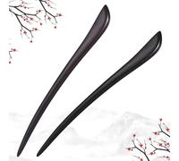 Lurrose Horquillas Cabello de Ébano Negro 2 Piezas, Accesorio Hanfu Vintage de Madera Antigua, Pasadores Estilo Asiático para Peinados en Bodas, Fiestas y Festivales Tradicionales
