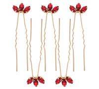Lurrose Horquillas Cabello en Forma Rojas, 5 Piezas de Aleación de Zinc y Cristales, Delicadas Cabello Bodas o Fiestas Elegantes