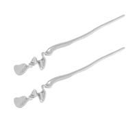 Lurrose Horquillas Cabello Metálicas Estilo Chino, Diseño Geométrico Irregular Espejo, Color Plata Antigua, 2 Piezas, Accesorios Vintage para Peinados en Bodas y Fiestas