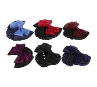 Lurrose Horquillas de Redecilla Moño Elegante Pinzas Elásticas de Tejido Profesional 6 Piezas para Oficina y Fiesta para Mujer
