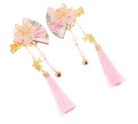 Lurrose Horquillas Japonesas Decorativas Flores y Borlas Delicadas, Pinzas Cabello 2 Piezas en Rosa, Accesorios para Bodas, Fiestas y Peinados Tradicionales Estilo Estilo Aleatorio