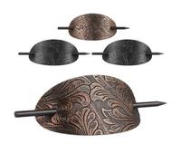 Lurrose Horquillas Ovaladas Largas de Cuero Estilo Retro, Pinzas Pelo 4 Piezas (2 Negras 2 Bronce), Accesorio Fijo para Moños y Peinados, Ideales para Fiestas y Uso Diario