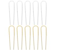 Lurrose Horquillas Pelo en Forma de U Retro, 10 Piezas (5 Doradas y 5 Plateadas), Horquillas de Hierro para Boda y Accesorios de Cabello para Dama, Diseño Doble Recto para Cabello Grueso