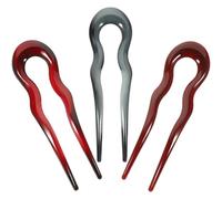 Lurrose Horquillas Pelo en Forma de U Vintage, 3 Piezas Grandes Diseño de Manchas, Pasadores Franceses para Moños, Accesorios para Cabello Largo en Colores Vino y Azul Grisáceo, Ideales