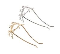 Lurrose Horquillas Pelo en Forma Rama de Árbol, Aleación Dorada y Plateada, Estilo Retro Elegante, Fáciles de Usar para Boda y Cumpleaños, Pack de 2