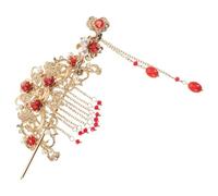 Lurrose Horquillas Pelo Tradicionales Chinas 2 Piezas Rojo Borlas Palitos Cabello Accesorios Retro para Novia y Uso Diario