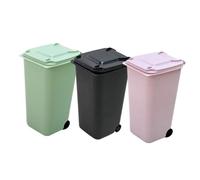 Lurrose Juego de 3 Mini Cubos de Basura de Escritorio Pequeños y Prácticos Contenedores de Almacenamiento Multifuncionales Colores Negro Verde y Rosa Ideales para Organización Oficina