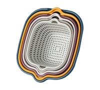 Lurrose Juego de 6 Cestas de Drenaje de Cocina de Pp Doble Capa y Asas Laterales, Colador para Lavar Frutas y Verduras, Escurridor Apilable Multifuncional para Hogar y Almacenamiento