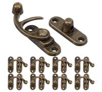 Lurrose Juego de 9 Cierres Tipo Gancho Vintage de Bronce con Palanca oscilante derecha, Incluye 36 Tornillos, para Caja de Joyas o Muebles, Medidas 4.3 X 3.8 Cm