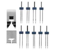 Lurrose Juego de Agujas Dobles Gemelas con Prensatelas de 9 Ranuras para Máquina de Coser Doméstica, Enhebrador Elástico de Costura, Accesorios de Precisión para Proyectos de Confección