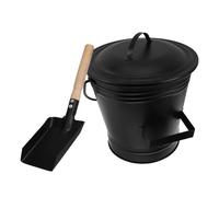 Lurrose Juego de Cubo y Pala para Cenizas de Chimenea, Contenedor Metálico Grande con Asa Ergonómica y Tapa, Resistente al Calor para Limpieza Interior y Exterior, Herramientas