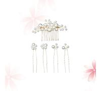 Lurrose Juego de Horquillas y Peine Vintage Perlas Barrocas Doradas, Accesorio Delicado para Boda y Fiesta, Adecuado para Peinados Semi Recogidos