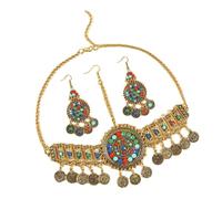 Lurrose Juego de Joyas Bohemio Dorado para Mujer, Conjunto de Pendientes Colgantes y Diadema Vintage, Accesorios de Moda para Fiesta, Boda y Eventos Obsequios