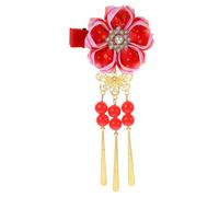 Lurrose kimono japonés horquilla para el pelo kimono accesorios Kanzashi flor pinza para el pelo corbata para niñas chinas decoración del pelo (rojo)