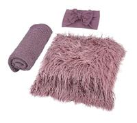 Lurrose Kit de Accesorios para de Recién Nacidos Diadema Manta de Acrílico Púrpura Set de 3 Piezas Adecuado para Sesión de