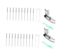 Lurrose Kit de Accesorios para Máquina de Coser Vintage con Agujas Antideslizantes y Prensatelas Estable para Gruesas y Resbaladizas Incluye Agujas Prensatelas Estándar