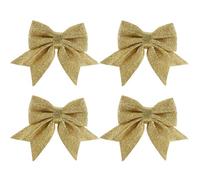 Lurrose Lazos Navideños Dorados 12X15 CM 4 Piezas para Árbol de Navidad Decoración DIY Purpurina para Manualidades y Adornos Festivos