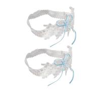 Lurrose Liga de Novia de Encaje Elástica para Boda, 2 Piezas, Color Claro, Ligas Ajustables para Mujer, Accesorio Nupcial Adecuado Día Boda y Fiesta