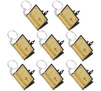 Lurrose Llavero Biblia Mini Metálico Dorado 8 Piezas, Colgante Religioso de Pvc y Papel, Adorno para Llaves y Bolsos, Obsequio para Cumpleaños y Decoración Cristiana