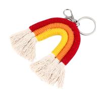 Lurrose Llavero Estilo Nórdico Tejido a Mano Rojo Borlas Decorativas | Algodón y Lana, Detalle Personalizado para Mochila, Pared o Jardín, Obsequio para Estudiantes y Hogar