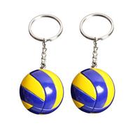 Lurrose Llaveros Voleibol 2 Piezas, Llavero de Aleación Metálica Creativo, Decoración de Llaves Deportiva en Color Azul Oscuro y Amarillo, Accesorio Práctico para Fans y Recuerdos