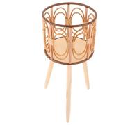 Lurrose Macetero de Madera: Soporte para Plantas de Suelo Tejido - Diámetro de 25 cm - Expositor para Interiores, balcón y jardín - Cesta Tejida a Mano - 53 x 25 x 19 cm