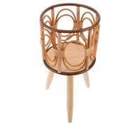 Lurrose Macetero de Madera: Soporte para Plantas de Suelo Tejido - Expositor para macetas de Interior para balcón y jardín - Cesta Tejida a Mano de 41,7 x 19,8 x 18,8 cm