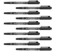 Lurrose Marcadores de Aceite para Tatuajes 10 Piezas, Punta Fina 0.6Mm y Gruesa 1.2Mm, Color Negro, Marcadores Corporales para Mapeo de Posición en Tatuajes y Microblading