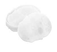 Lurrose Molde de Silicona Forma de Calavera para Decoración de Halloween Caja de Almacenamiento DIY Herramienta para Manualidades Molde Flexible para Proyectos de Bricolaje