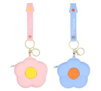 Lurrose Monedero Pequeño de Silicona Forma de Flor, Mini Bolso para Mujer en Set de 2 Unidades (Azul Claro y Rosa Pastel) Cremallera, Adecuado para Monedas y Auriculares en Viajes